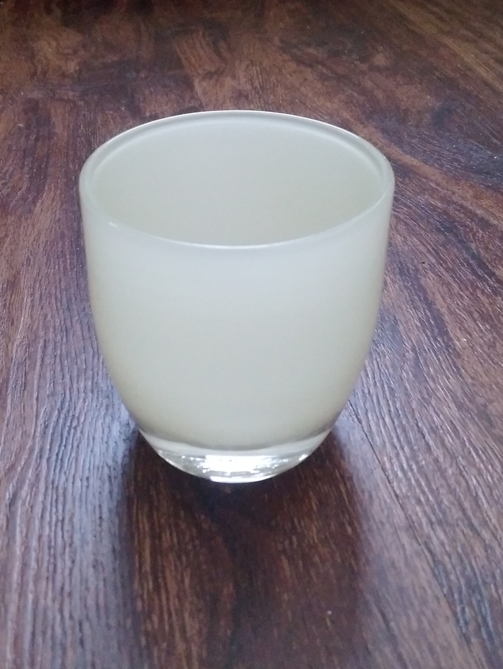 Glassy Baby Art Glass 3.5" Votive Vase Hand Blown Artisan Limited Cream Celebrat